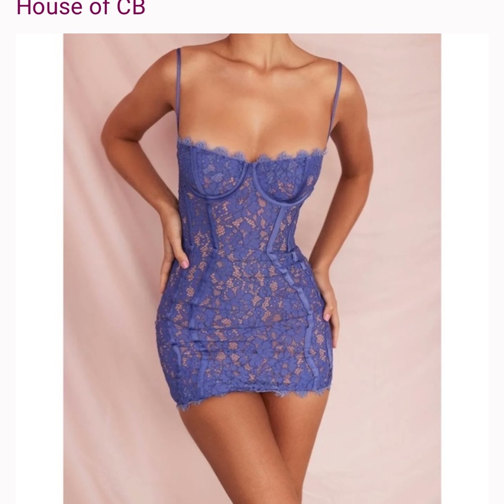 NEW House of CB Lala Lace Mini Dress Lavender Xs - Picture 4 of 9